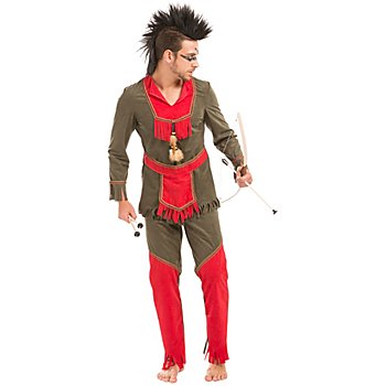 buttinette Costume d'Amérindien 'Manitou' pour hommes, marron/rouge