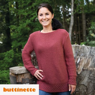 buttinette Strickanleitung – Pullover mit Netzmusterblenden Versailles