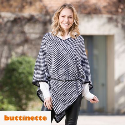 Strickanleitung – Poncho im Hahnentrittmuster aus Woll Butt Versailles