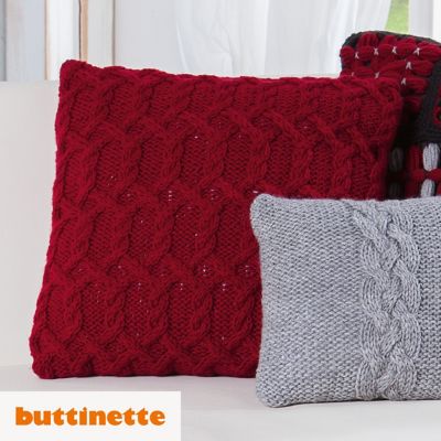 Strickanleitung – Kissen mit Zopfgitter aus Woll Butt Heidi