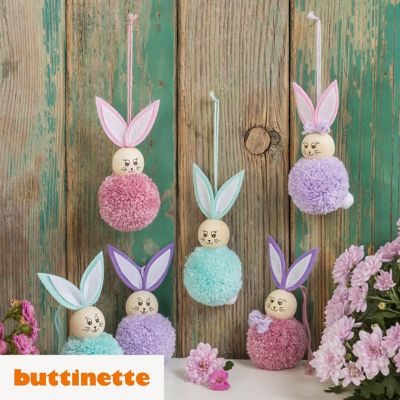 Bastelanleitung mit Vorlage 'Pompon Hasen'