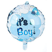 Ballon hélium 'It's a boy', bleu/blanc, 45 cm Ø