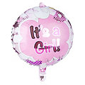 Ballon hélium "It&apos;s a girl", rose/blanc, 45 cm Ø