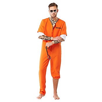 Costume de prisonnier 'County Jail' pour hommes, orange/blanc