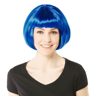 Perruque carré long, bleu foncé  acheter en ligne sur déguisement  buttinette