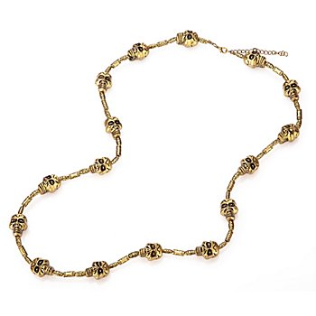 Halskette 'Totenkopf', schwarz-gold