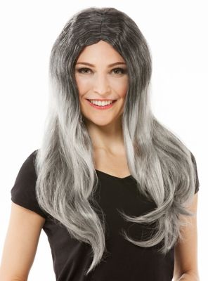 perruque cheveux long gris