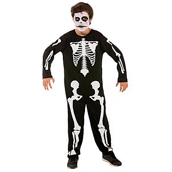 Combinaison « squelette » pour enfants, noir/blanc