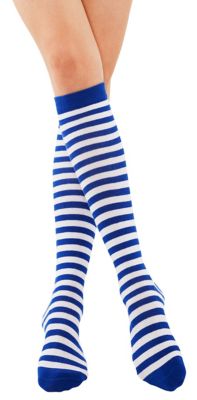 CADA 2 paires de chaussettes femme rayées blanc, bleu foncé, rouge