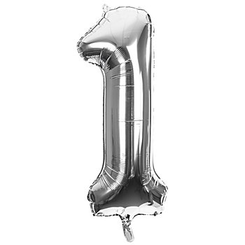 Ballon hélium '1', argent, 86 cm