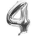 Ballon hélium chiffre "4", argent, 86 cm