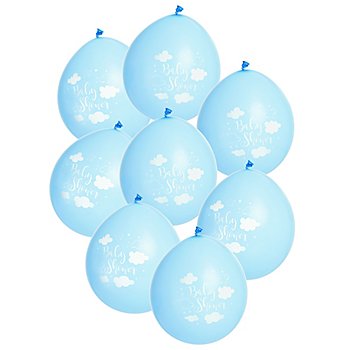 Ballons de baudruche 'Baby Shower', bleu, Ø 30 cm, 8 pcs